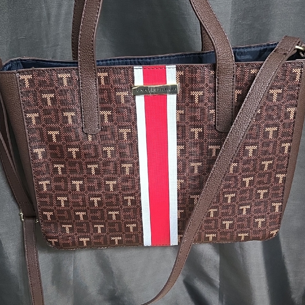 Tommy Hilfiger Brown and Red Tote Bag - Picture 10 of 10